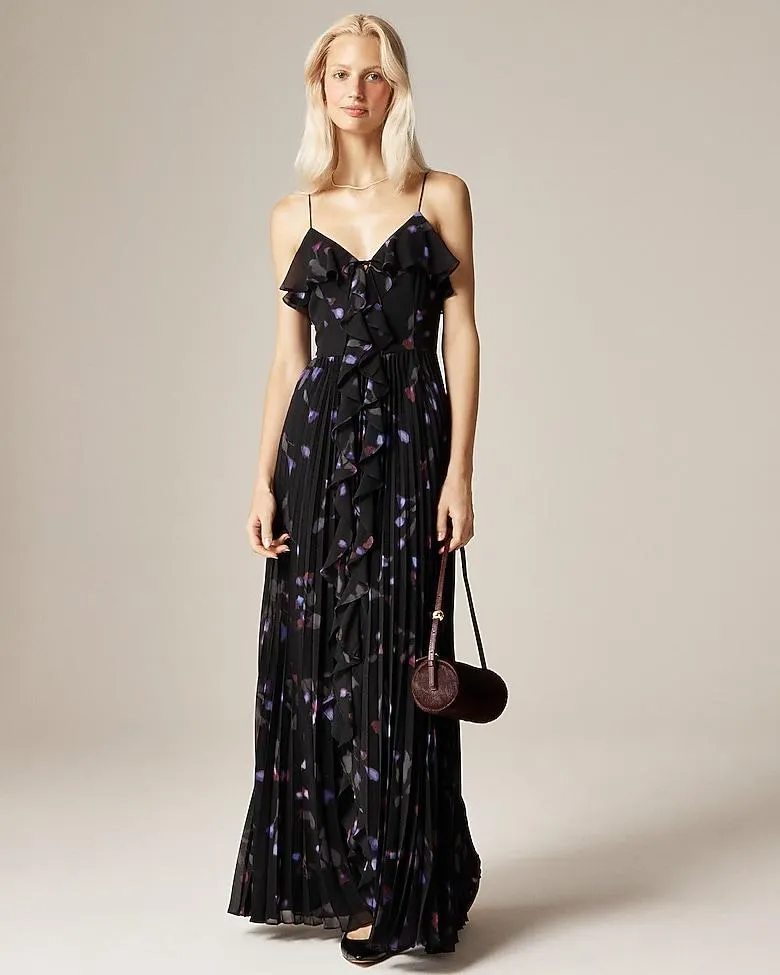 Collection chiffon ruffle dress in space floral print