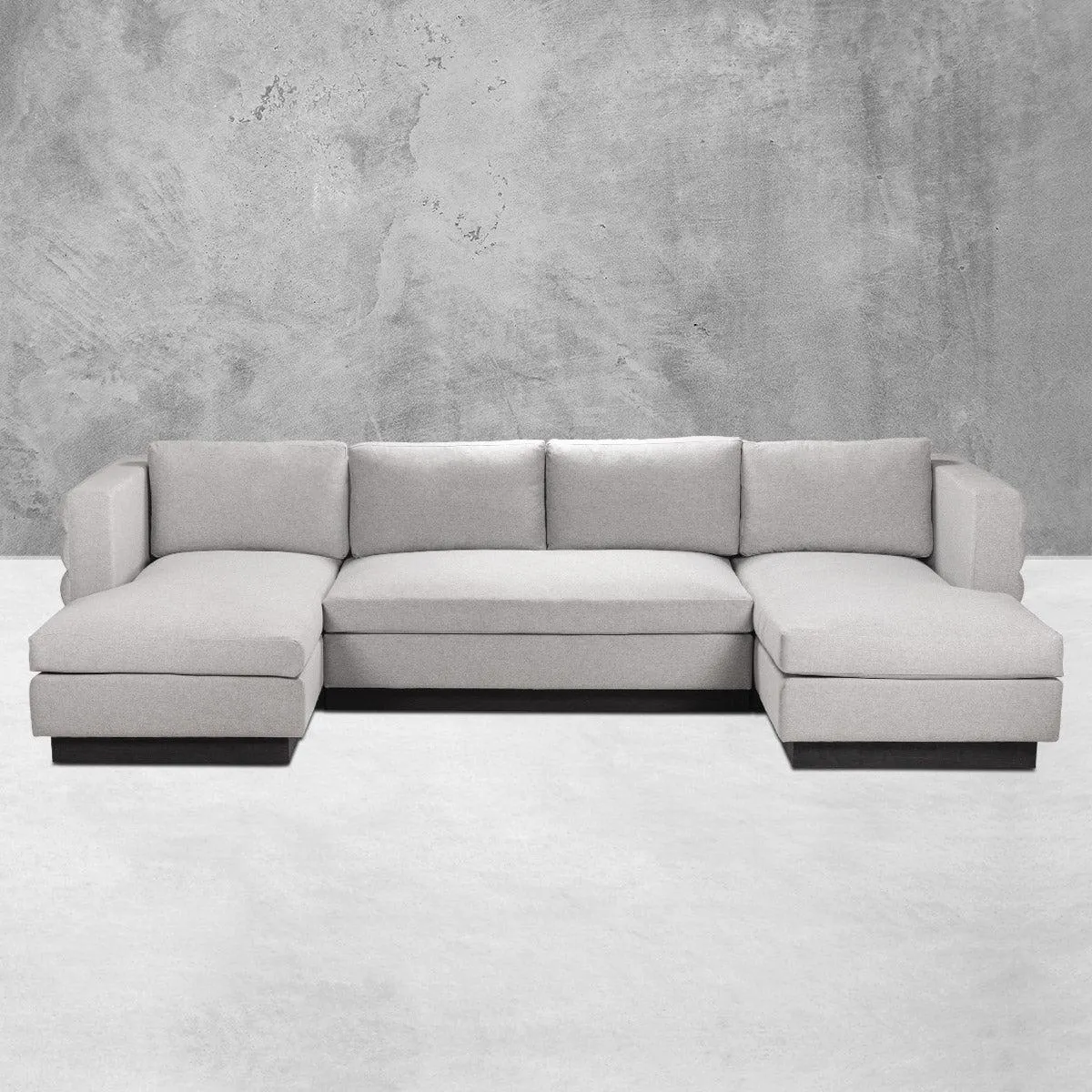 Milan 3 Piece U Sectional in Silver Chenille