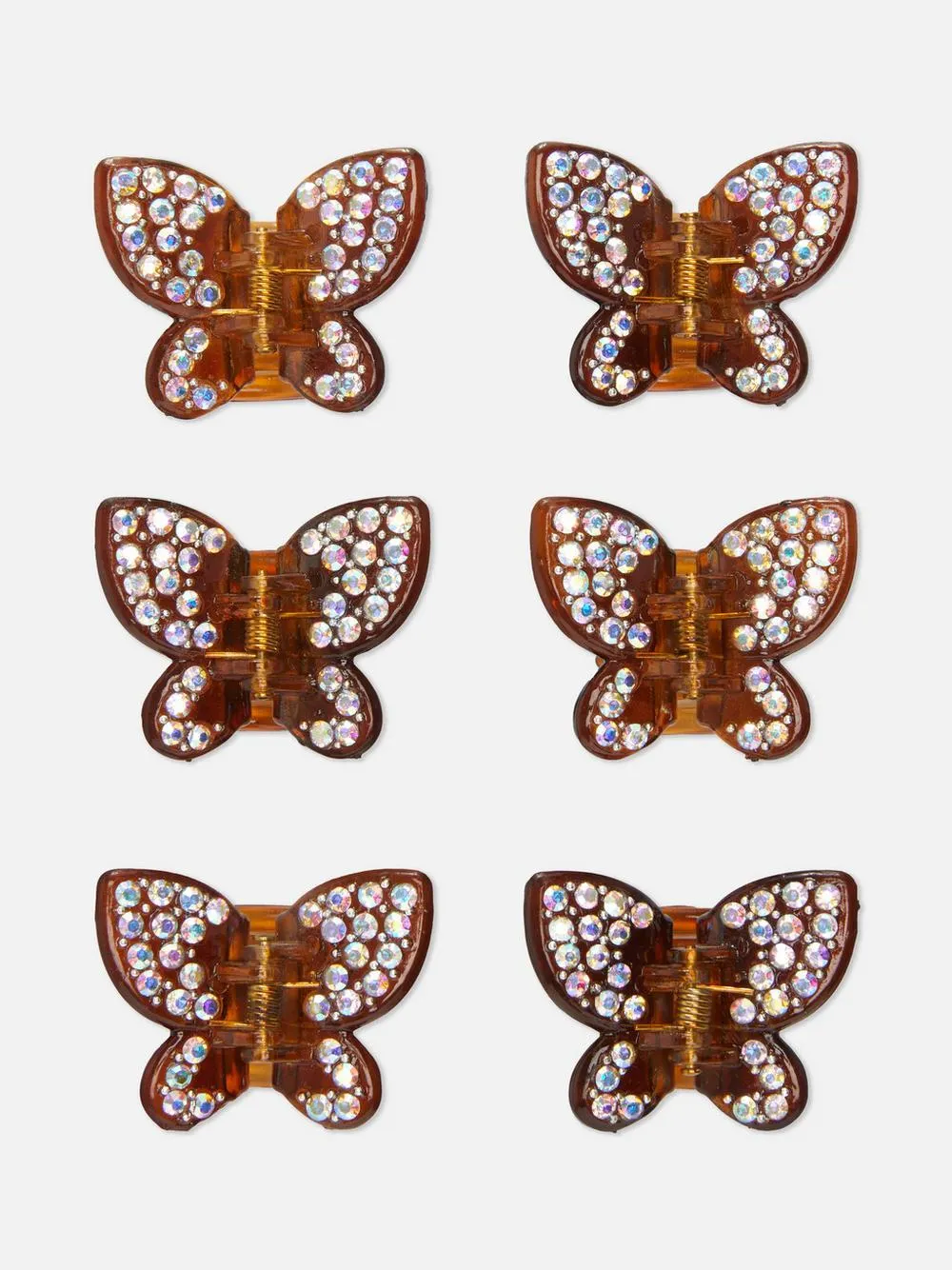Schmetterlings-Haarspangen mit Strass, 6er-Pack