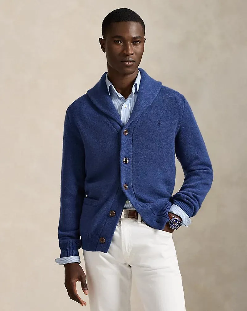 Wool-Cashmere Shawl-Collar Cardigan