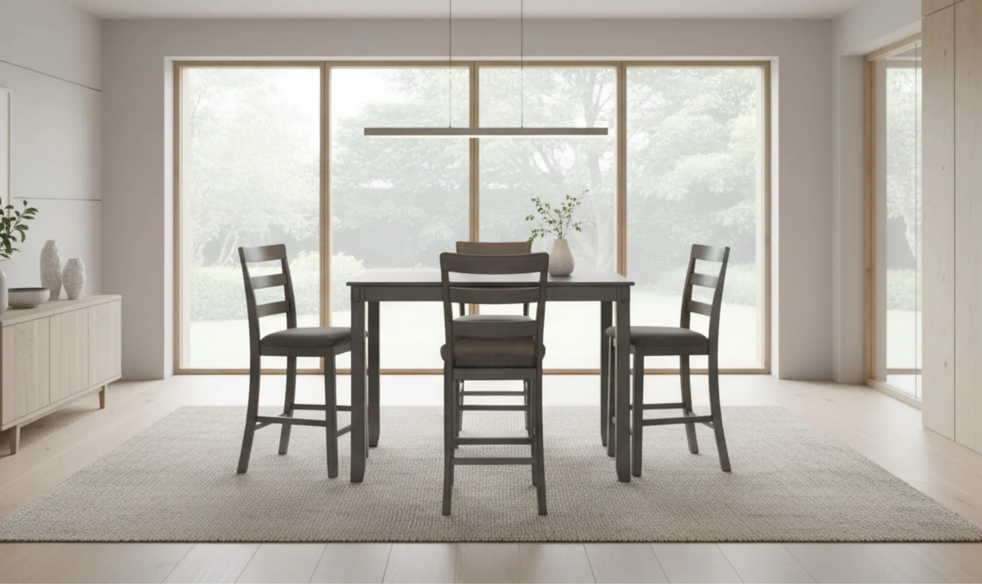Modern Heritage Bridson 5 Pieces Wooden Counter Height Dining Set in Gray