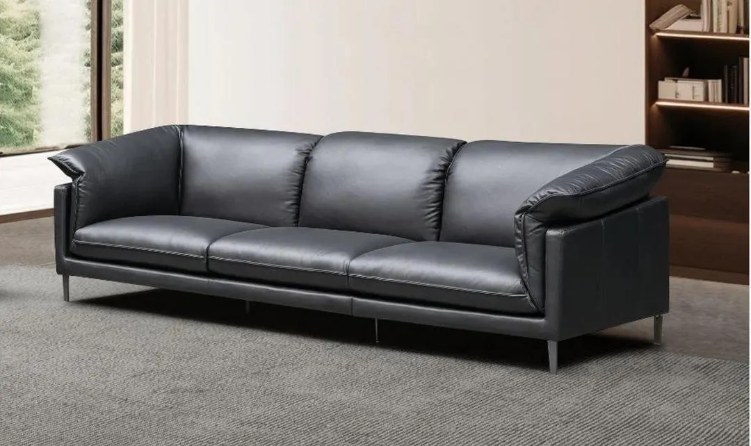 Gio Italia Dolce 3 Seater Stationary Leather Sofa In Black