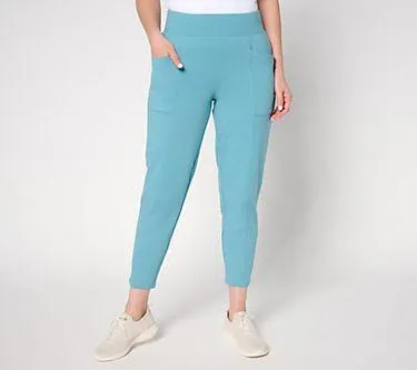 Denim & Co. Active Petite French Terry Ankle Pant with Seaming