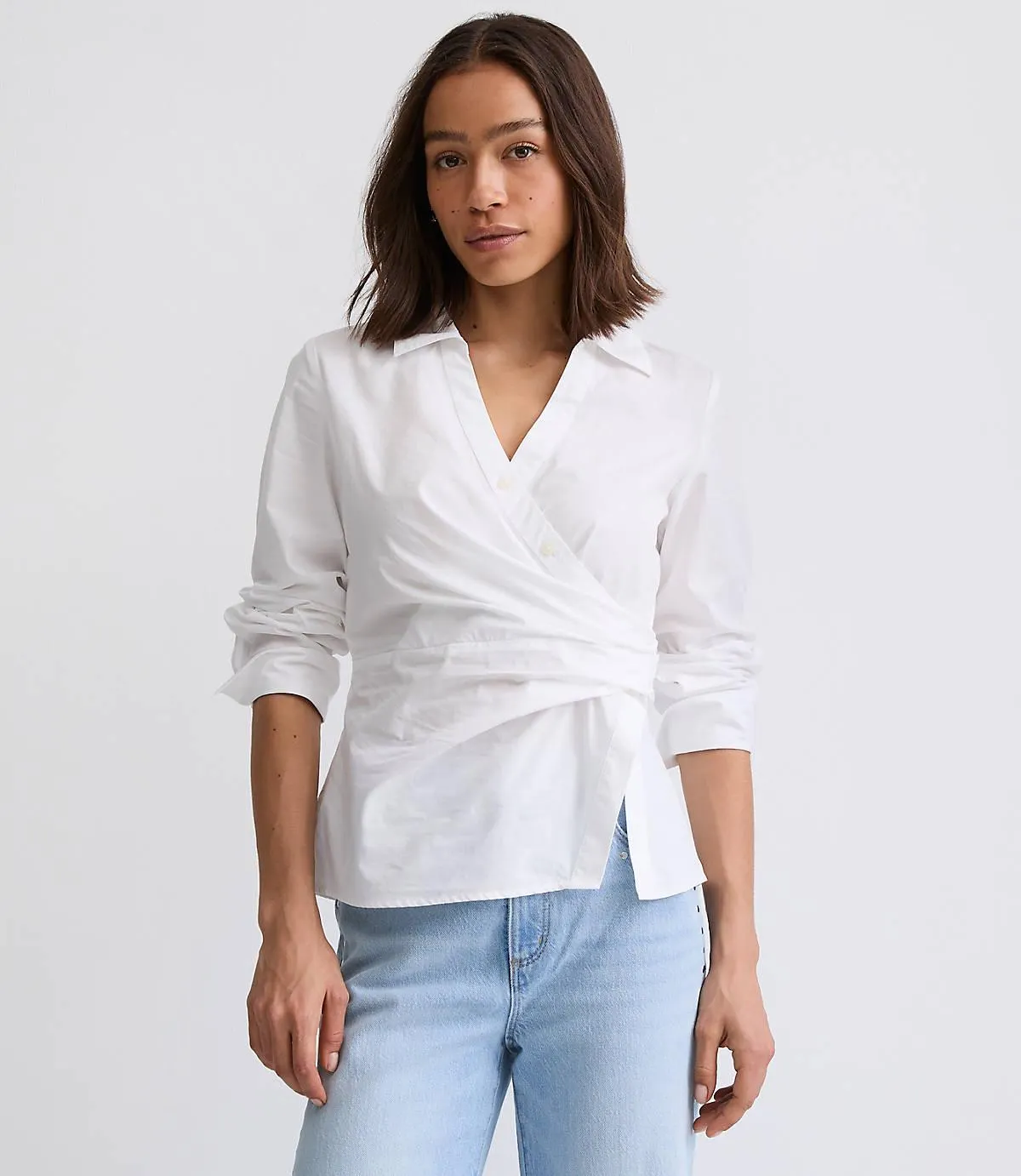 Side Shirred Poplin Shirt