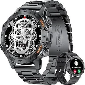 Military Smart Watch for Men(Answer/Dial Calls),100 Sports Modes, 5ATM Waterproof Fitness Watch with Heart Rate/SpO2/Blood Pressure for Android and iOS,1.39''HD DIY Screen Smartwatch Black