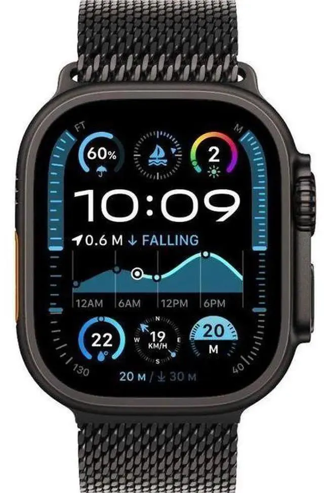 Apple Watch Ultra 2 - 64GB - Cellular + GPS - 49mm - Black - Titanium - Black - Titanium Milanese Loop Band - One Size - Textile - Excellent (Grade A)