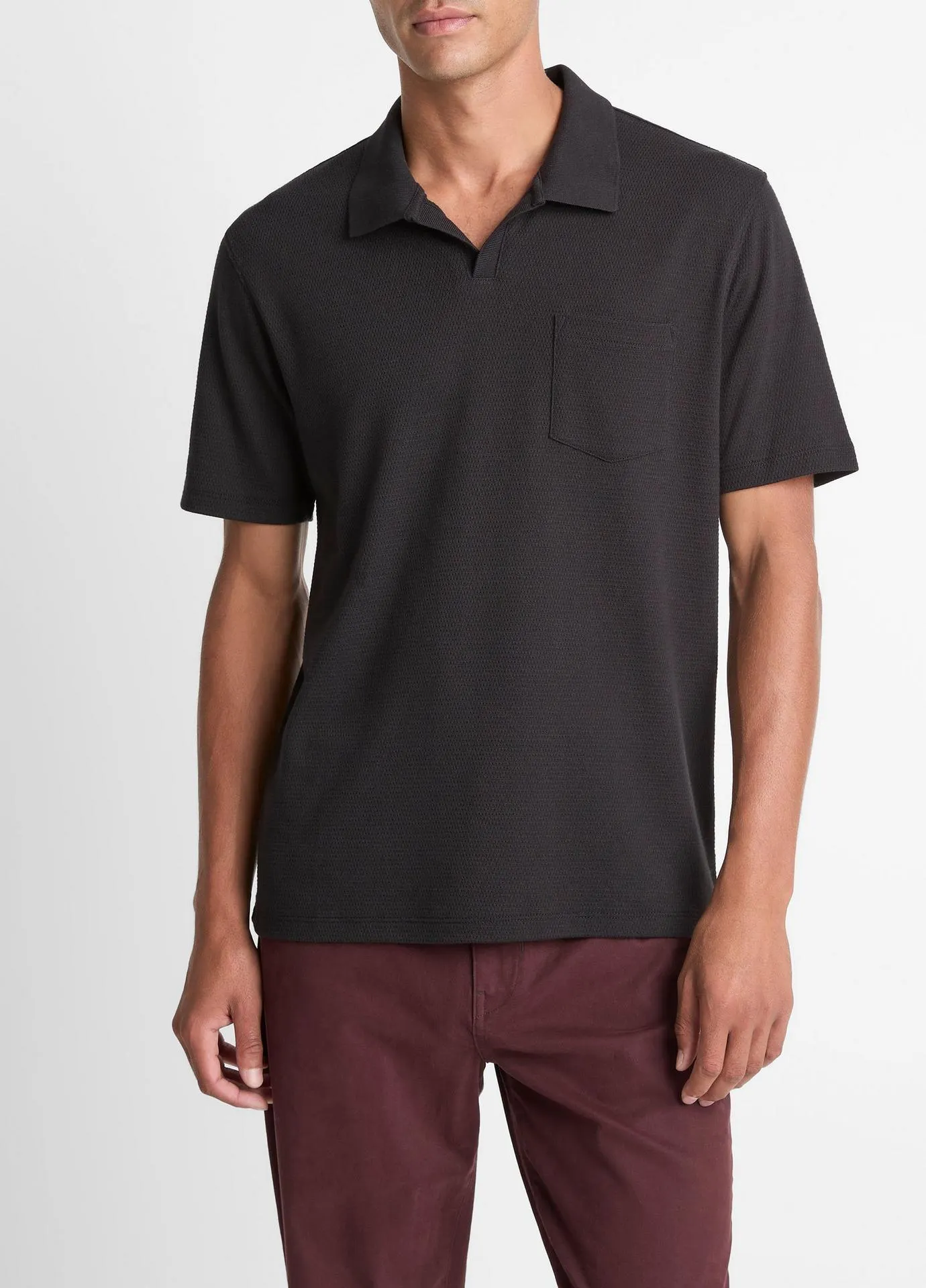 Cotton-Blend Johnny-Collar Polo Shirt