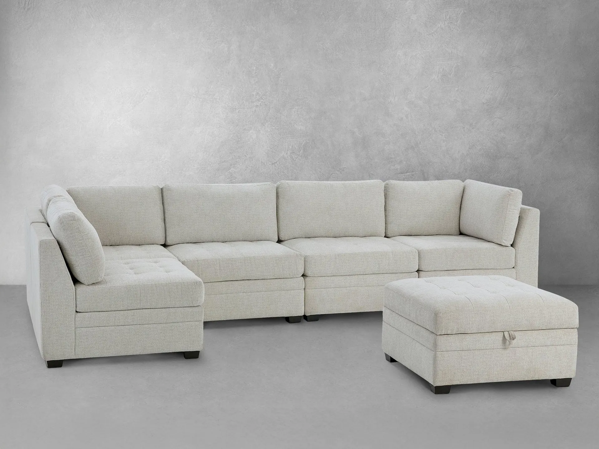 Nixon Fabric 6 Piece Modular Sectional Set - Cream