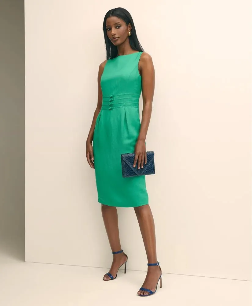 Linen Blend Bow Sheath Dress