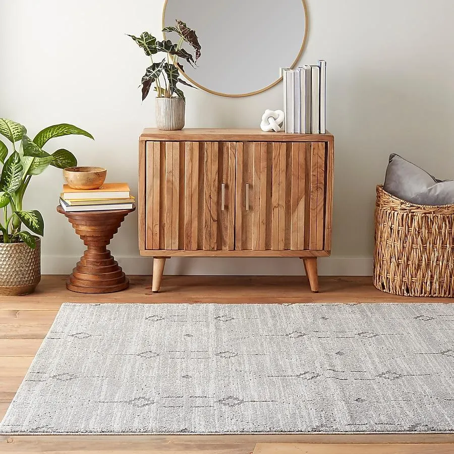 allen + roth Devika 8 x 10 (ft) Loomed Polypropylene Gray Rectangular Indoor Area rug