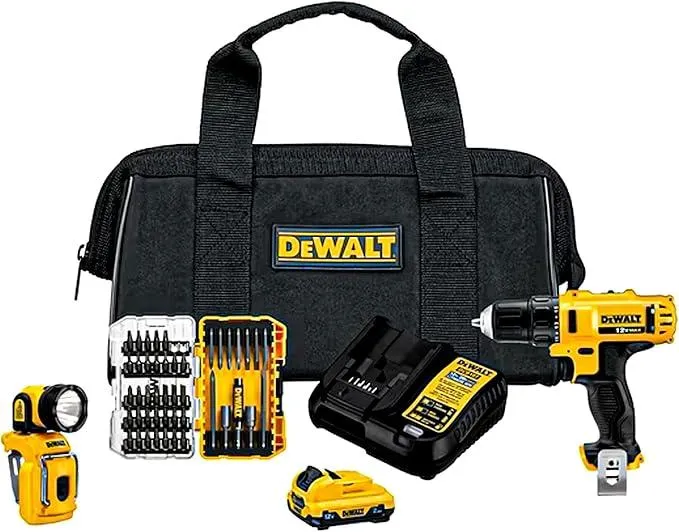 DeWalt 12V MAX 2 Tool Cordless Driver and Drill Hand Tool Set Combo Kit with Drill Bit Set, 45 Piece Screwdriver Set, and Battery Power Pack