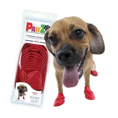 Pawz Rubber Dog Boots, Red, Small