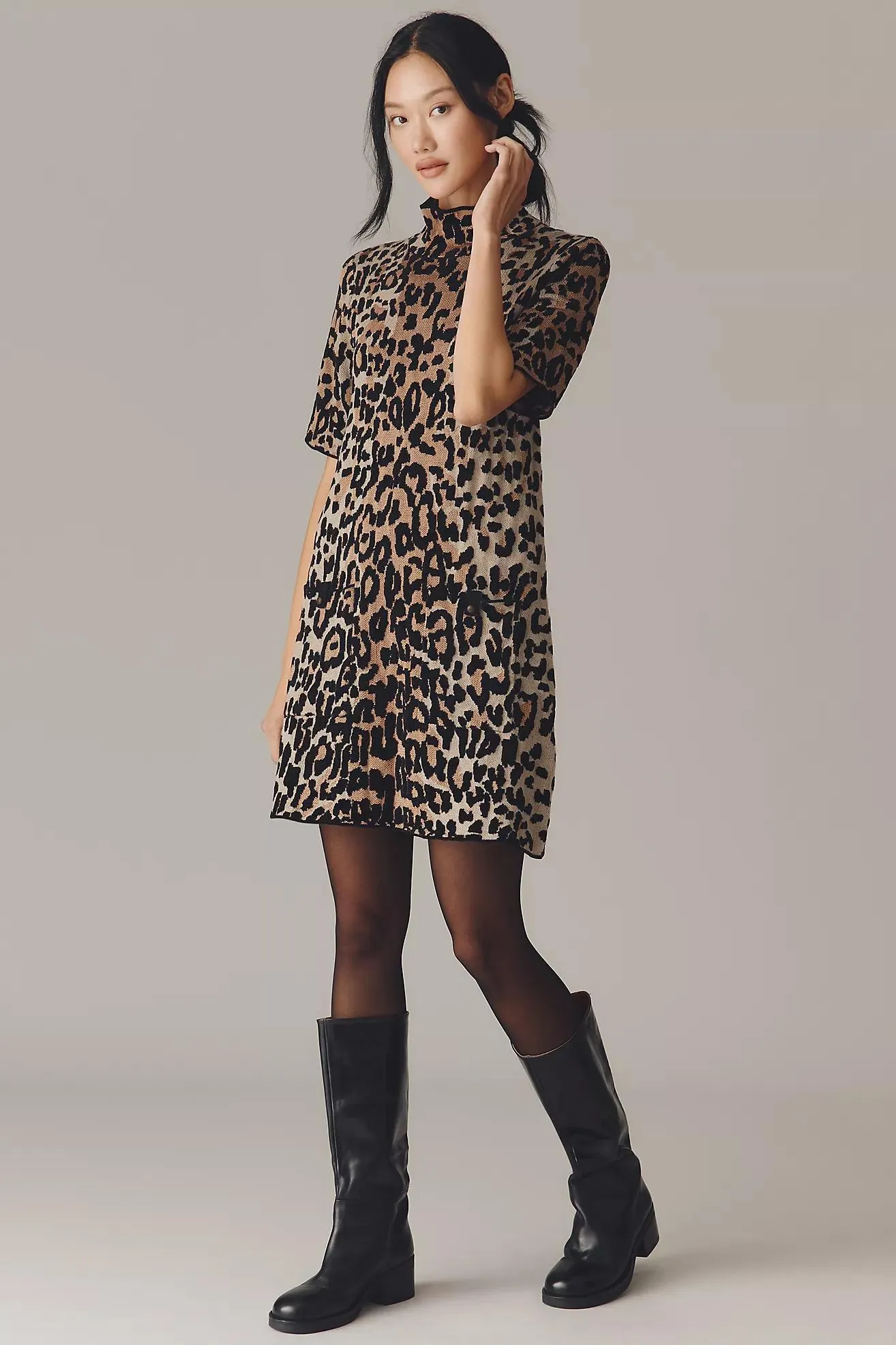 The Annalise Mock-Neck Chenille Sweater Mini Dress by Maeve