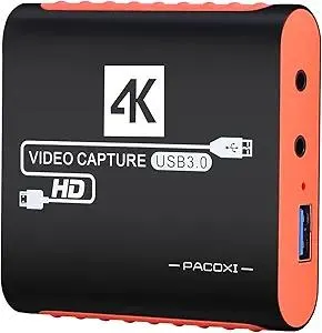 Capture Card for Nintendo Switch with 4K Pass-Through, USB3.0 1080P 60FPS HDMI Video Cam Link Game Capture for Streaming, Work with Xbox PS4 PS5 PC DSLR for OBS Twitch Live Broadcasting and Recording