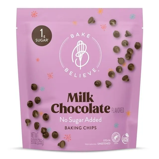 Bake Believe, Keto-Friendly, Milk Chocolate Flavored Baking Chips, 9 oz. Pouch