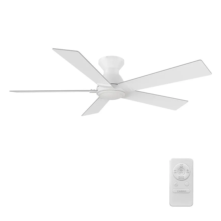 CARRO USA Vetric 52-Inches White with White Blades Indoor Flush mount Standard Ceiling Fan and Remote ( 5 -Blade)