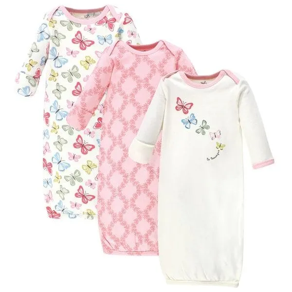 Touched by Nature Baby Girl Organic Cotton Long-Sleeve Gowns 3pk, Butterflies
