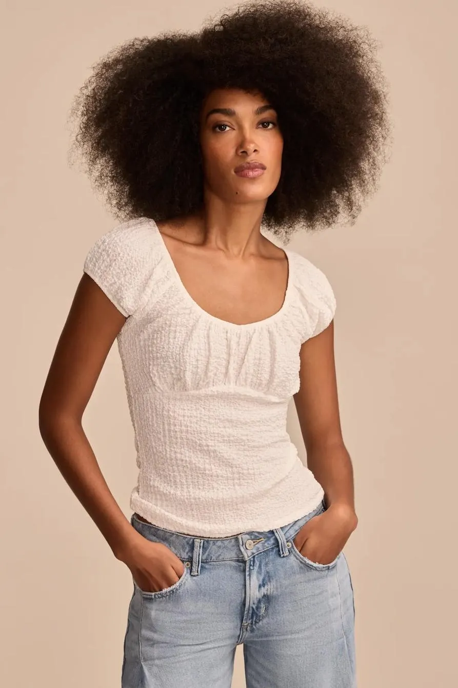 textured scoop neck top