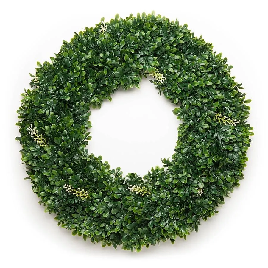 naturae decor 23-Inches Green Indoor/Outdoor Hanging Boxwood Artificial wreath