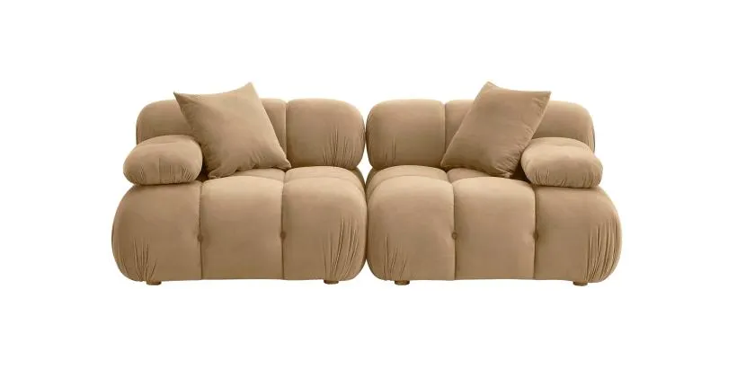 Solace Camel Velvet Modular Loveseat