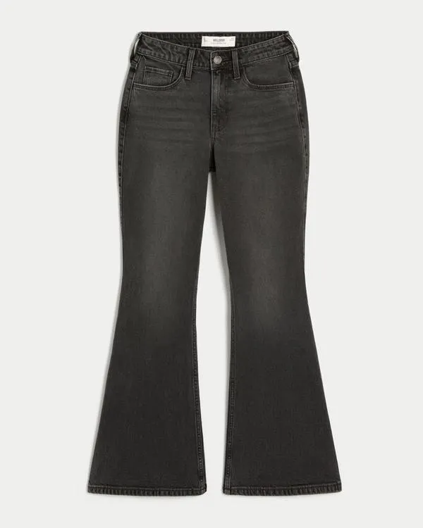 Curvy High-Rise Washed Black Flare Jeans