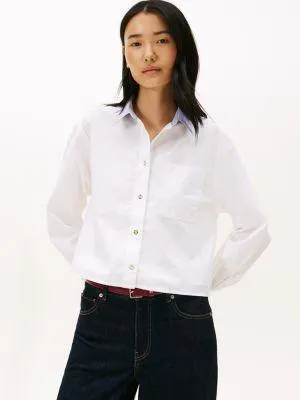 Relaxed Stripe Collar Poplin Shirt