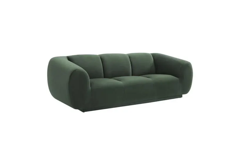 Emmet Forest Green 90" Velvet Fabric Curved Sofa