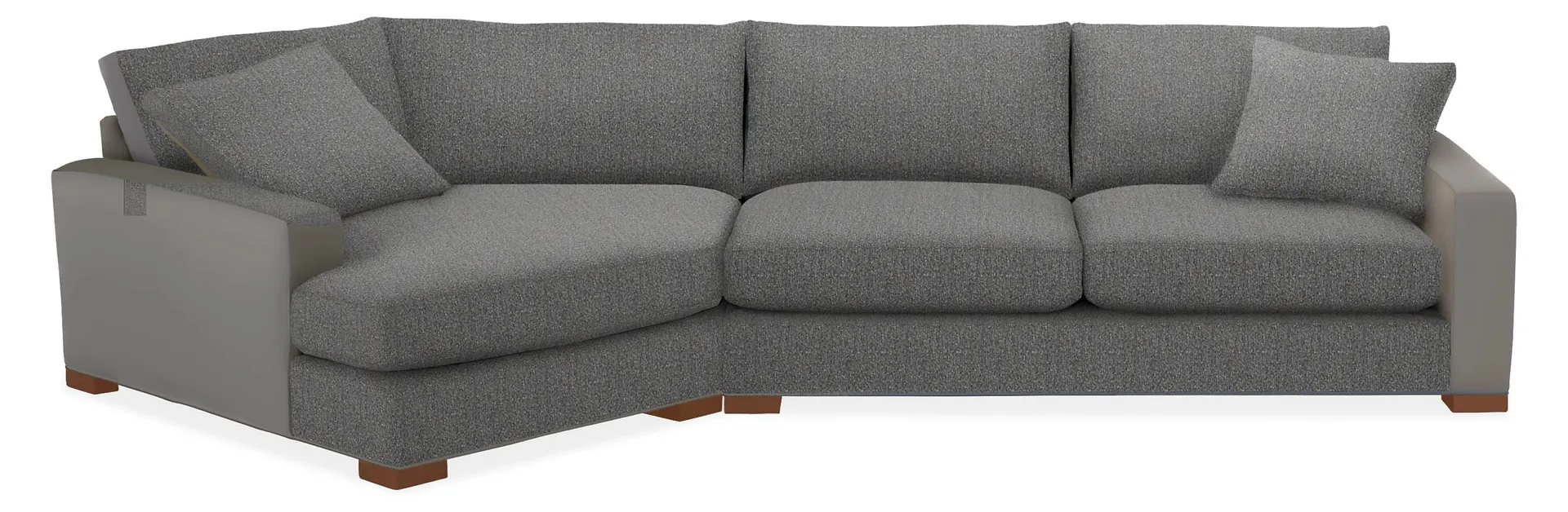 Metro Deep 149" Sofa w/Left-Arm Angled Chaise in Conley Navy w/Mocha Legs