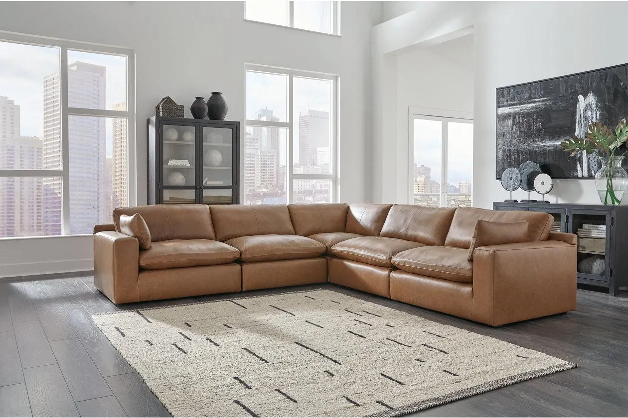 Emilia 5-Piece Leather Modular Sectional