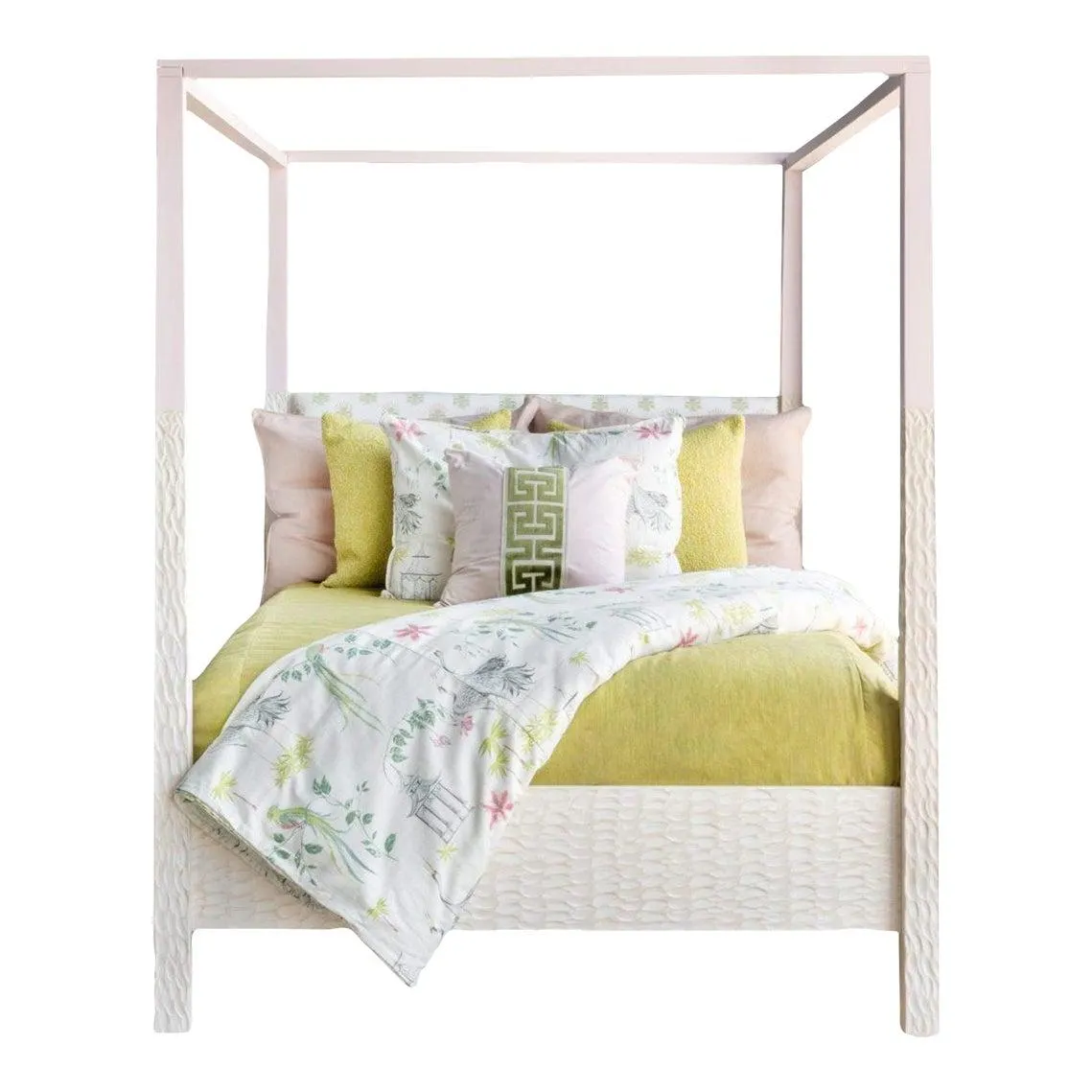 4 Poster Queen Sized Bed! Our Geneviv Style Features Hand Textured Posts and 2 Tone Finish on Pine.
