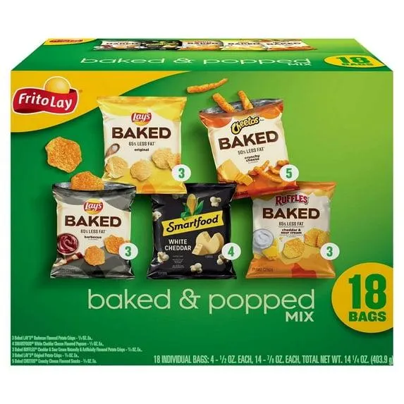 Frito Lay Baked & Popped Mix Variety Pack Chips 18 ct