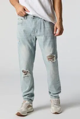 Light Wash Distressed Slim Jean