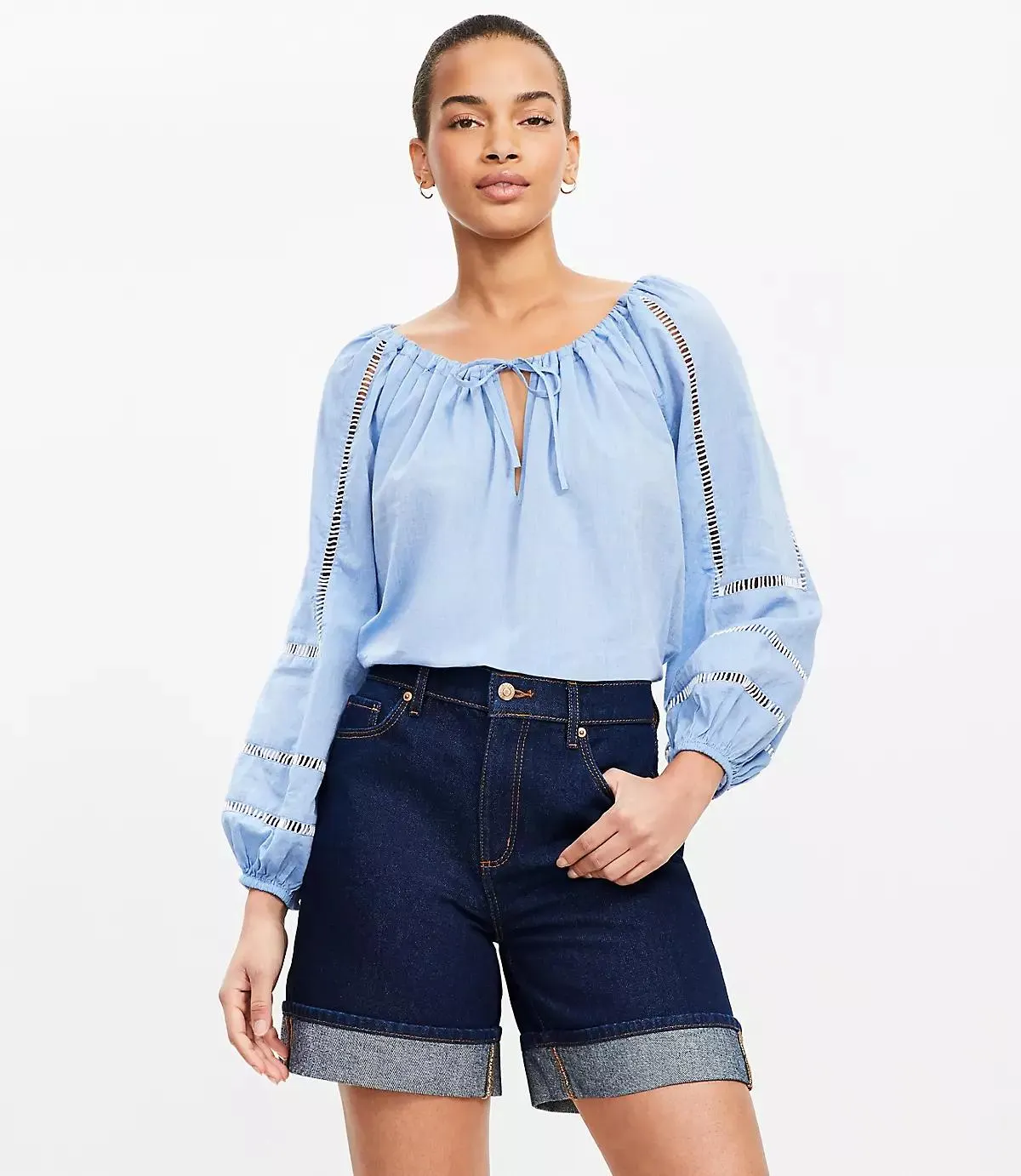 A-Line High Rise Denim Shorts in Rinse Wash
