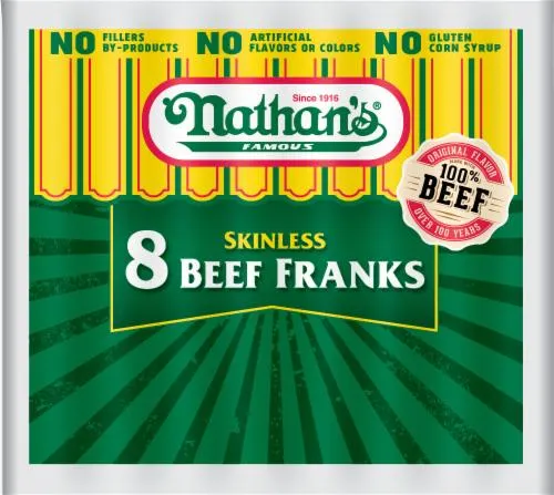 Nathan's Famous Skinless Beef Hot Dog Franks