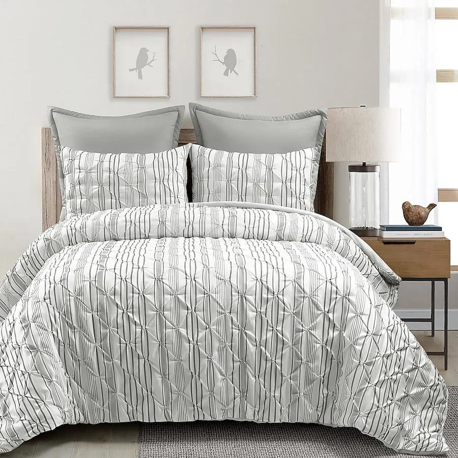 Lush Decor Gray Stripe King Comforter
