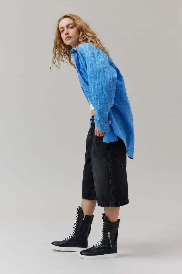 BDG Ryanne Crinkled Oversized Button-Down Shirt