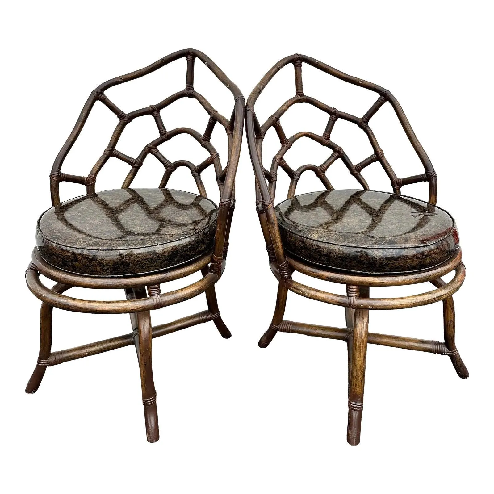 1950s Tommi Parzinger and Henry Olko for Willow and Reed Dining Chairs Labeled - Set of 2