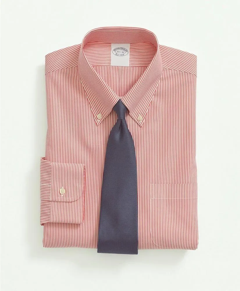Stretch Supima ® Cotton Non-Iron Pinpoint Oxford Button-Down Collar, Candy Stripe Dress Shirt
