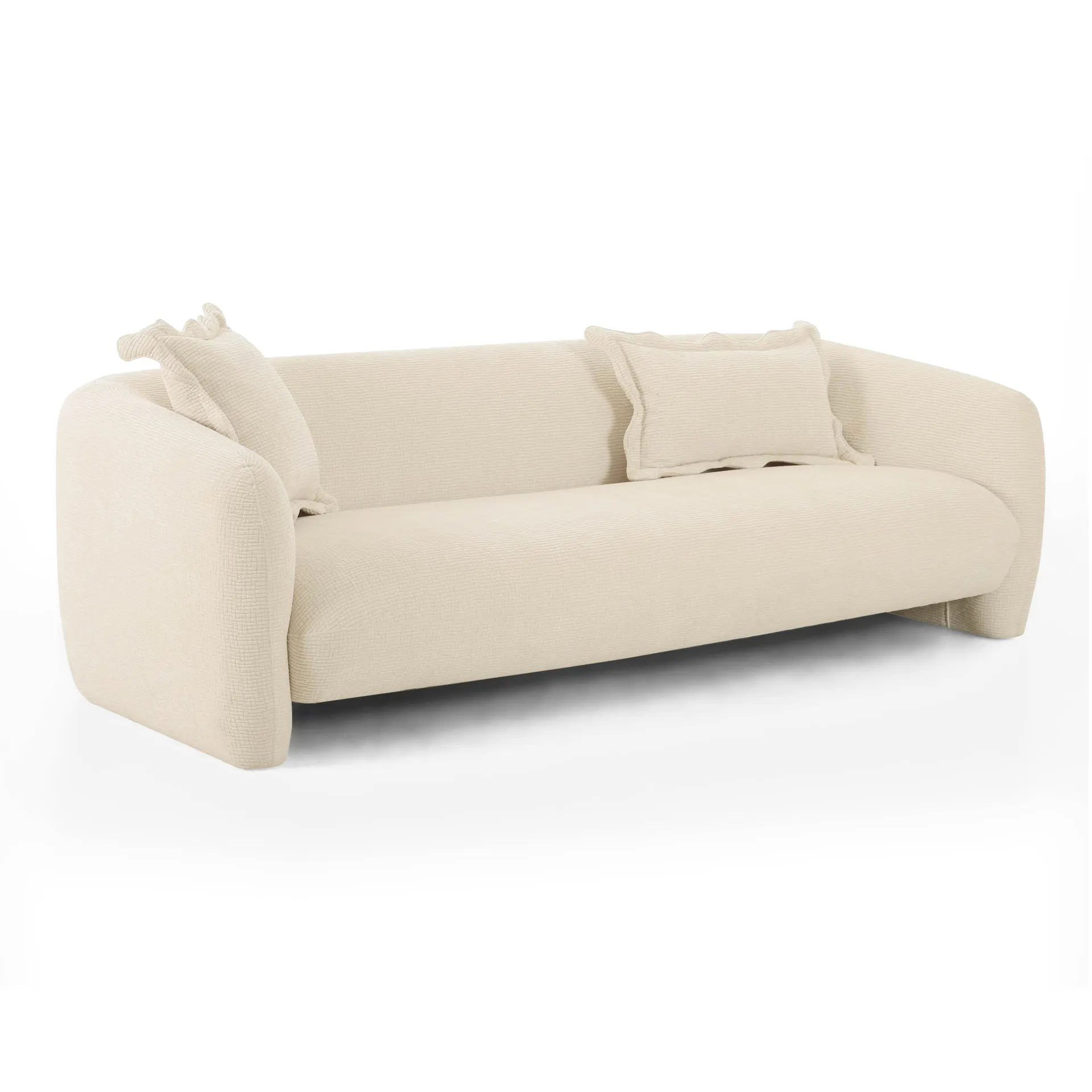Lou 91" Sandstone Textured Fabric Sofa