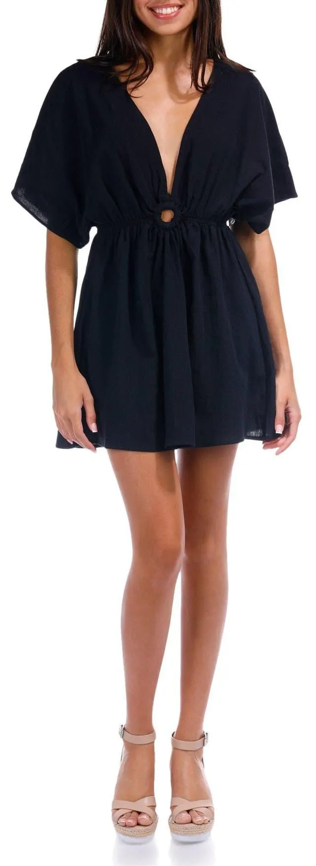 Ocean Drive Juniors Short Sleeve Kimono Mini Dress