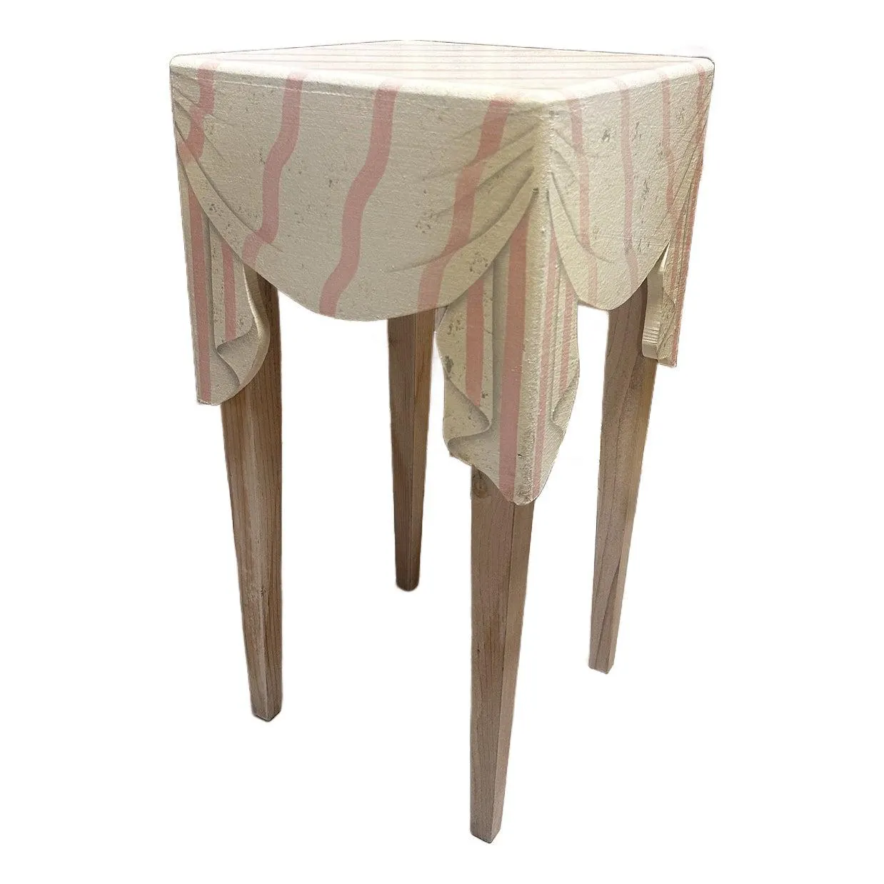 Trompe L’oeil Faux Drapery Wood Petite Drink Table