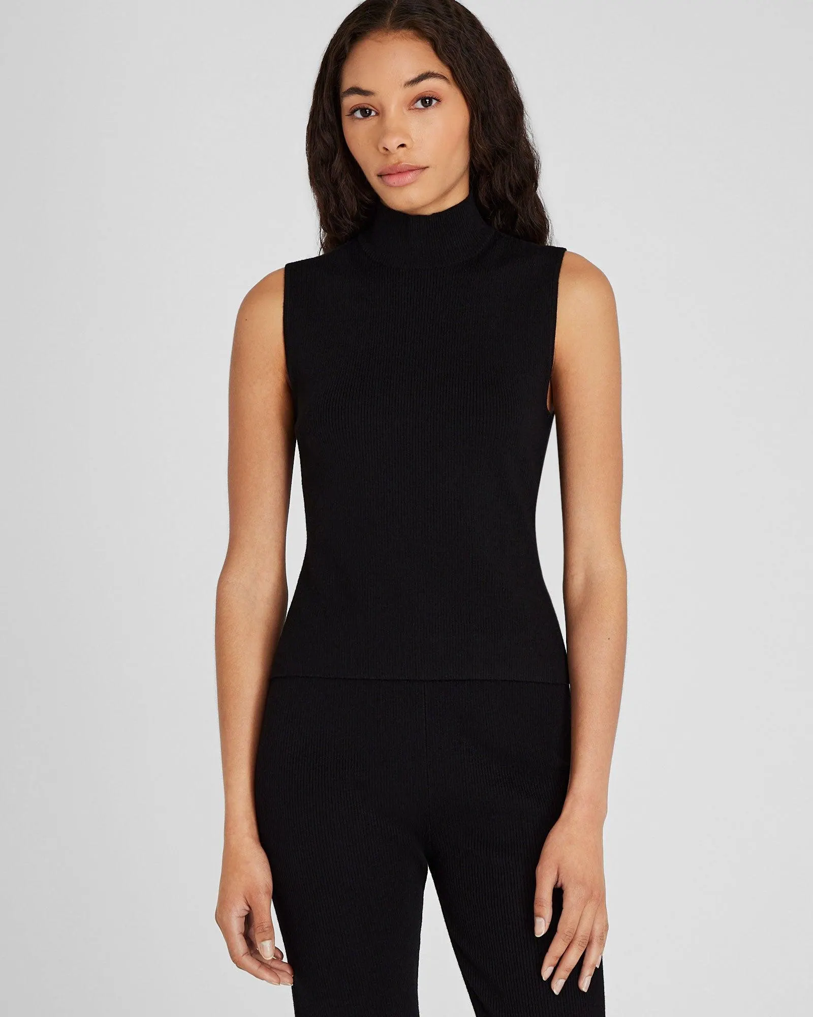Sleeveless Ribbed Turtleneck Sweater