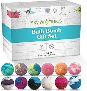 Sky Organics Bath Bomb Gift Set for Body to Soak, Nourish & Relax, 12 ct.