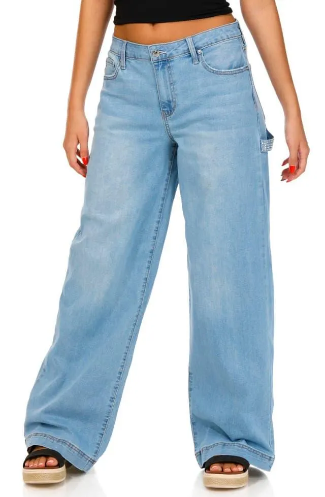 Juicy Couture Juniors Wide Leg Rhinestone Script Jeans