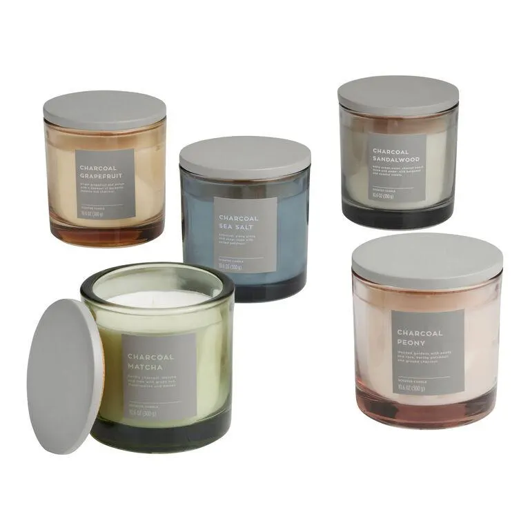 Charcoal Frosted Glass Scented Candle