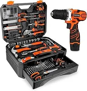 255-Piece Tool Set - Tool Kit with 12V Cordless Drill Driver, Toolbox Storage Case with Drawer, General Household Drill Set for DIY Projects, Home Repairs, Handyman