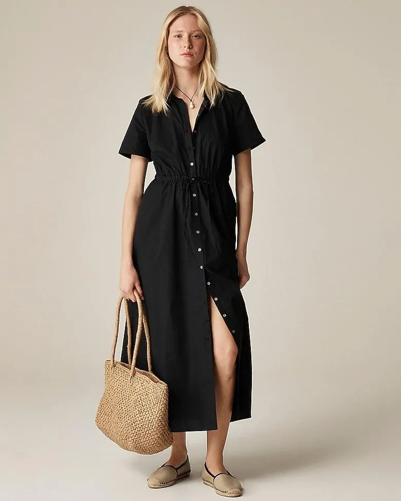 Cerise shirtdress in cotton poplin