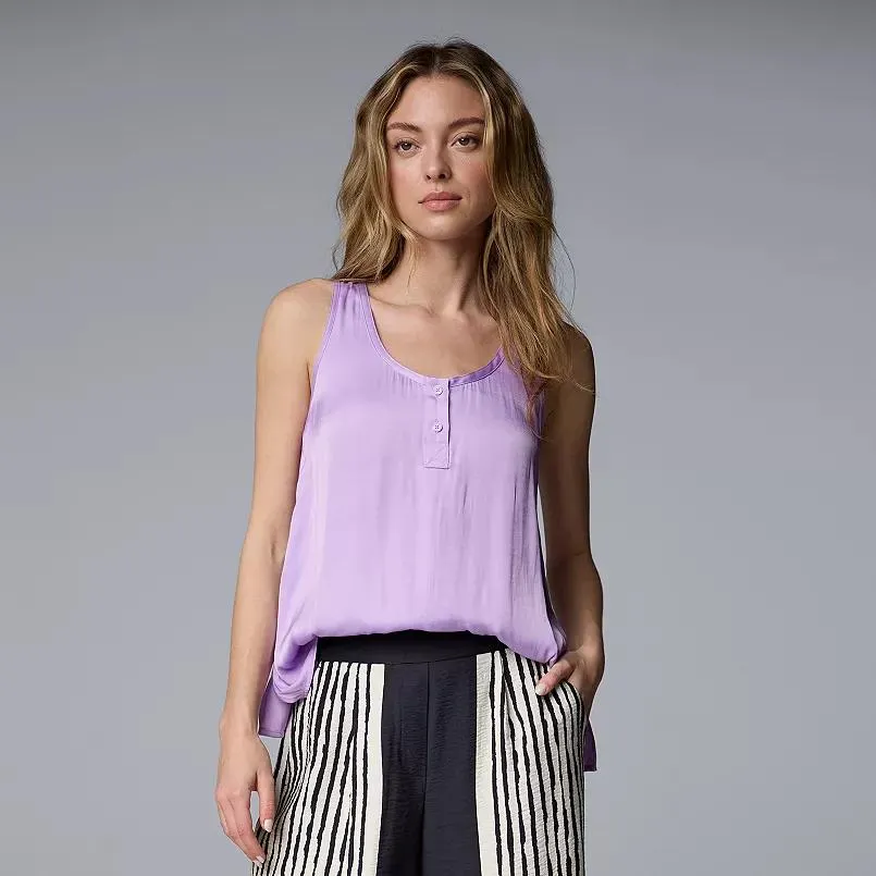 Women's Simply Vera Vera Wang Flowy Henley Tank Top