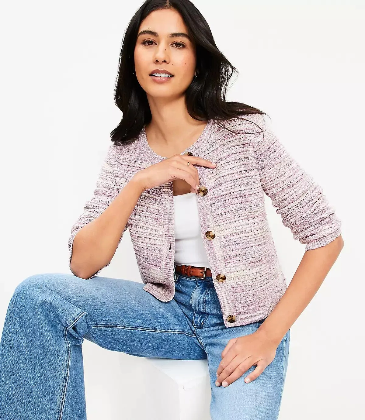 Marled Textured Sweater Jacket