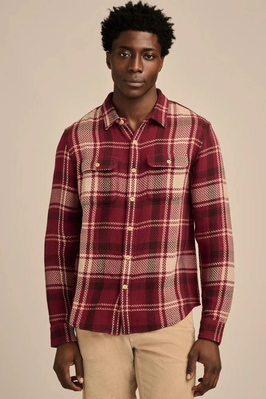 textured herringbone long sleeve utility shirt